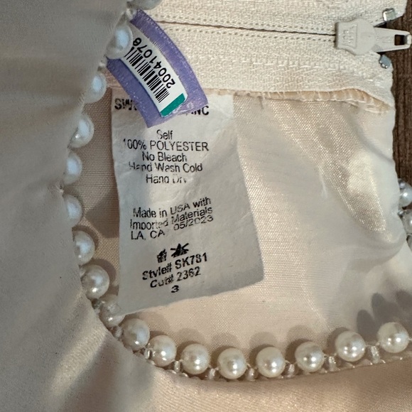 Sweet Kids Girls 3T SK781 Champagne Satin and Pearl with Tulle - Picture 7 of 12